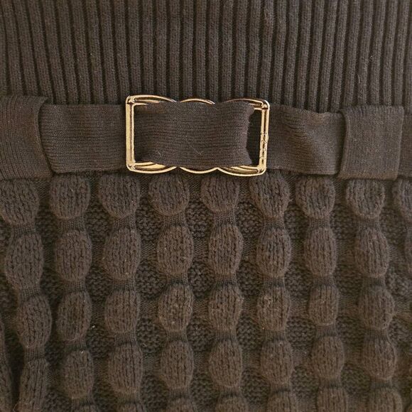 Elena Wang Womens Turtle Neck Bubble Knit Short Sleeve Sweater Black Medium - Picture 6 of 9